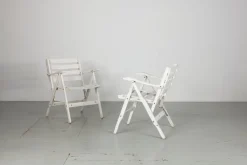 Online Pamono Set of Folding White Garden Chairs by Fratelli Reguitti, Italy, 1950s