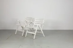 Online Pamono Set of Folding White Garden Chairs by Fratelli Reguitti, Italy, 1950s