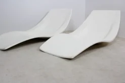 Pamono Set of French Polyester Patio or Pool Side Chaise Longues, 1960s><noscript><img width=