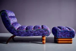 Discount Pamono Set of Italian Chaise Lounge with Ottoman in Prelle Curated Fabric by Julia King, 1930s