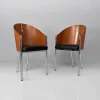 Pamono Set of Italian Modern Wood Metal and Leather King Costes Chairs by Philippe Starck, 1984> Office Chairs