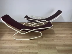 Pamono Set of Italian Painted Iron and Leather Deckchairs, 1950s><noscript><img width=