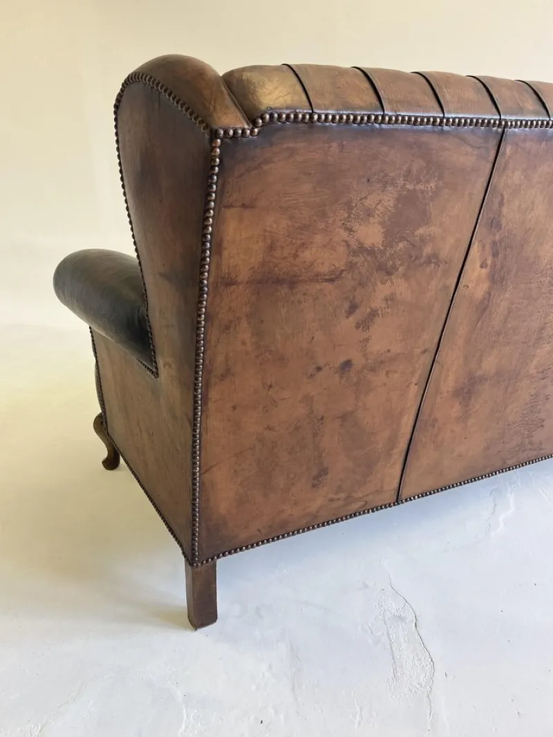 Clearance Pamono Set of Leather Sofa and Chair, Portugal, 1960s