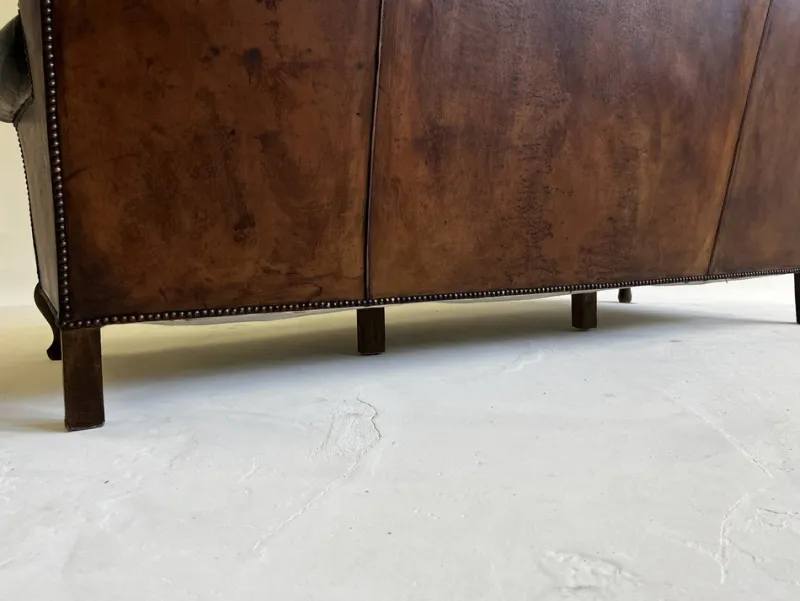 Clearance Pamono Set of Leather Sofa and Chair, Portugal, 1960s