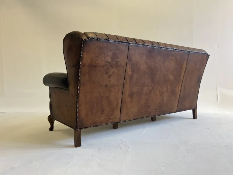 Clearance Pamono Set of Leather Sofa and Chair, Portugal, 1960s