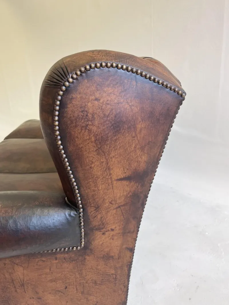 Clearance Pamono Set of Leather Sofa and Chair, Portugal, 1960s