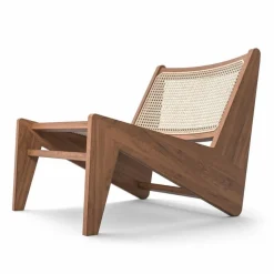 Best Pamono Set of Low Kangaroo Armchairs in Wood and Woven Viennese Cane by Pierre Jeanneret for Cassina