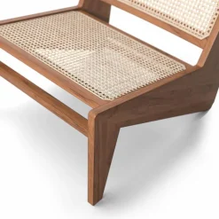 Best Pamono Set of Low Kangaroo Armchairs in Wood and Woven Viennese Cane by Pierre Jeanneret for Cassina