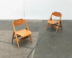 Hot Pamono Set of Mid-Century German SE 18 Children Folding Chairs by Egon Eiermann for Wilde+spieth, 1950s