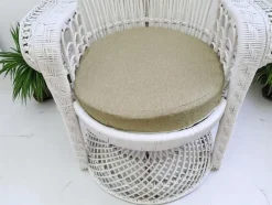 Sale Pamono Set of Mid-Century White Rattan & Wicker Peacock Chair and Ottoman, 1970s