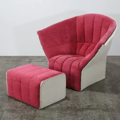 Pamono Set of Moël Armchair and Ottoman attributed to Inga Sempé for Ligne Roset, Set of 2><noscript><img width=