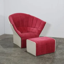 Pamono Set of Moël Armchair and Ottoman attributed to Inga Sempé for Ligne Roset, Set of 2><noscript><img width=