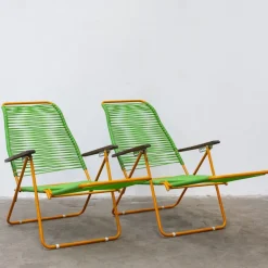 Clearance Pamono Set of Outdoor Deck Chairs with Corded PVC, 1960s