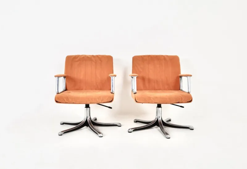 Pamono Set of P126 Office Chairs attributed to Osvaldo Borsani for Tecno, 1970s> Office Chairs