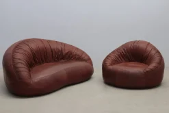 Discount Pamono Set of Pangolin Leather Sofa and Armchair by Egg Designs, 2015