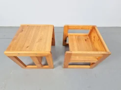 Pamono Set of Pine Children's Table Chairs by Marcel Gascoin, France, 1970s> Garden Tables