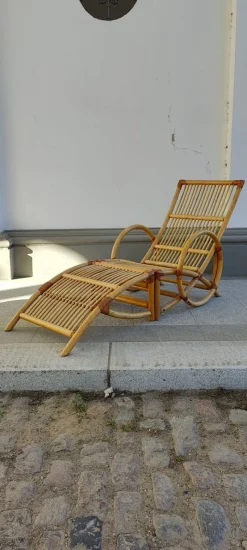 Sale Pamono Set of Rattan Lounger and Ottoman, 1980s