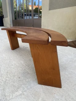Pamono Set of S38 Benches in Elm by Pierre Chapo, 1970s><noscript><img width=