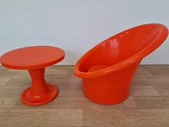 Pamono Set of Skopa Lounge Chair & Table by Ole Gjerløv Knudsen & Torben Lind for Ikea, 1976><noscript><img width=