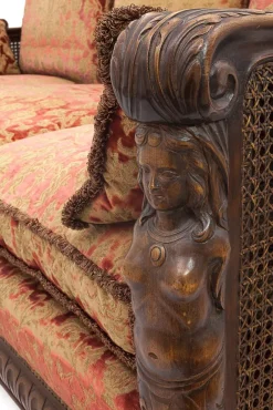 New Pamono Set of 19th Century Renaissance Sofa and Armchair in Walnut