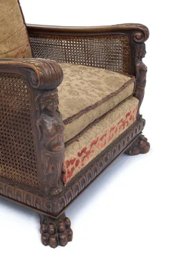 New Pamono Set of 19th Century Renaissance Sofa and Armchair in Walnut