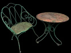 Hot Pamono Set of Twisted Iron Garden Chair and Table, 1900s