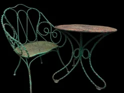 Hot Pamono Set of Twisted Iron Garden Chair and Table, 1900s