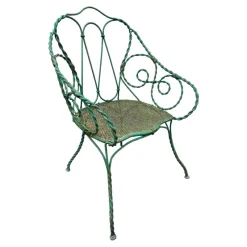 Hot Pamono Set of Twisted Iron Garden Chair and Table, 1900s