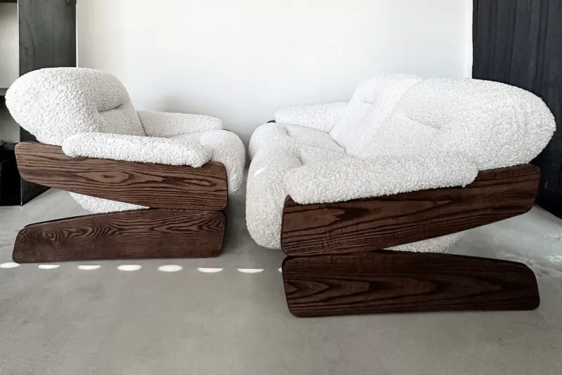 Pamono Set of Vintage Brutalist Sofa and Lounge Chair, 1970s> Living Room Sets