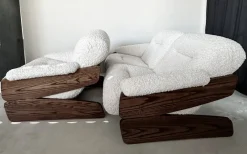 Pamono Set of Vintage Brutalist Sofa and Lounge Chair, 1970s><noscript><img width=