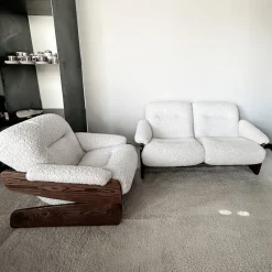 Pamono Set of Vintage Brutalist Sofa and Lounge Chair, 1970s><noscript><img width=