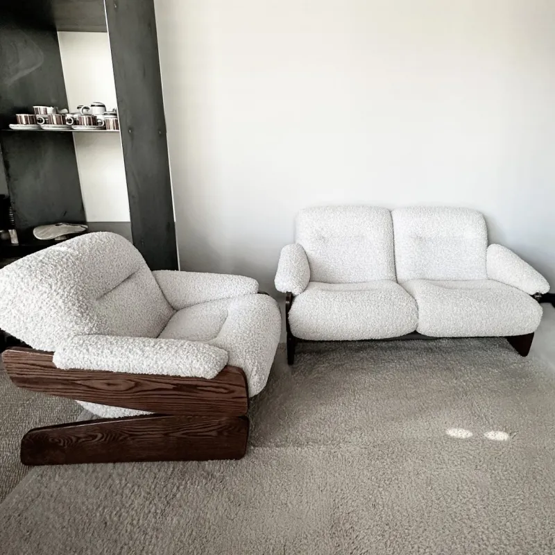 Pamono Set of Vintage Brutalist Sofa and Lounge Chair, 1970s> Living Room Sets