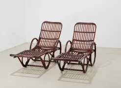 Best Pamono Set of Vintage German Chaise Lounges in Bamboo and Rattan, 1950s
