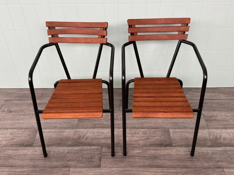 Pamono Set of Vintage Italian Bar Bistro Chairs in Metal and Wood, 1950s> Garden Seating
