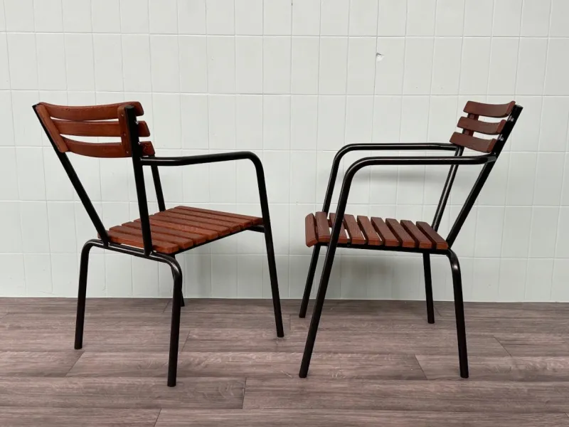 Pamono Set of Vintage Italian Bar Bistro Chairs in Metal and Wood, 1950s> Garden Seating