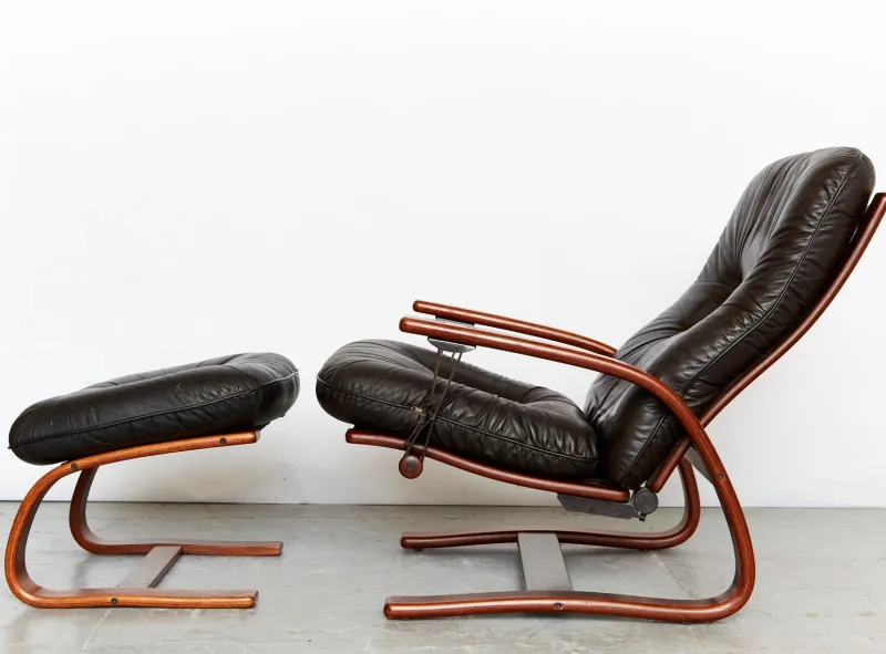 Sale Pamono Set of Vintage Scandinavian Armchair with Ottoman by Arnt Lande for Westnofa, 1970s