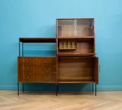 Pamono Shelving Unit Desk in Teak and Walnut from Vanson, 1950s> Shelves & Wall Units