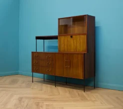 Pamono Shelving Unit Desk in Teak and Walnut from Vanson, 1950s><noscript><img width=