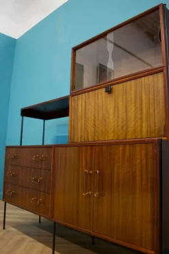 Pamono Shelving Unit Desk in Teak and Walnut from Vanson, 1950s><noscript><img width=