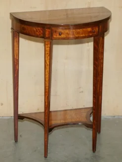 Pamono Sheraton Satinwood Demi Lune Console Tables, Set of 2><noscript><img width=