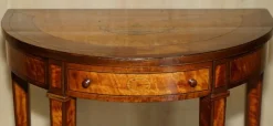 Pamono Sheraton Satinwood Demi Lune Console Tables, Set of 2><noscript><img width=