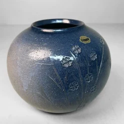 Clearance Pamono Shigaraki Ikebana Vase in Indigo Glaze, 1980s