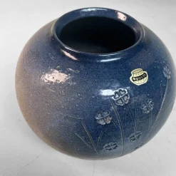 Clearance Pamono Shigaraki Ikebana Vase in Indigo Glaze, 1980s