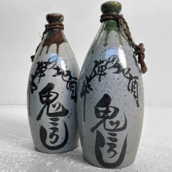 Pamono Shōwa Era Ceramic Tokkuri Sake Bottles, Japan, 1960s, Set of 2><noscript><img width=
