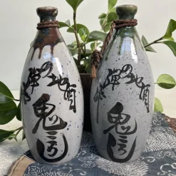Pamono Shōwa Era Ceramic Tokkuri Sake Bottles, Japan, 1960s, Set of 2><noscript><img width=