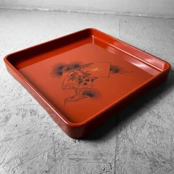 Pamono Shōwa Period Urushi Wooden Lacquer Tray, Japan, 1950s><noscript><img width=