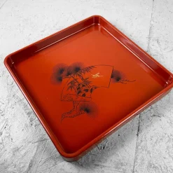 Pamono Shōwa Period Urushi Wooden Lacquer Tray, Japan, 1950s><noscript><img width=