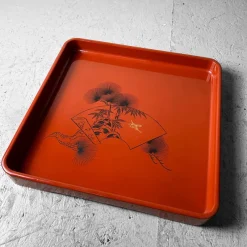 Pamono Shōwa Period Urushi Wooden Lacquer Tray, Japan, 1950s><noscript><img width=