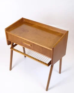 Pamono Side Table in Teak with Drawer and Wicker Shelf, 1960s