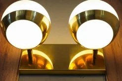 Discount Pamono Siderale Twin Shades Brass and Lattimo Glass Sconce by Silvio Piattelli